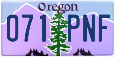 OR license plate 071PNF