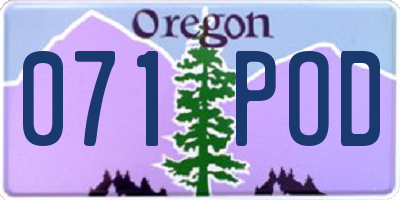 OR license plate 071POD
