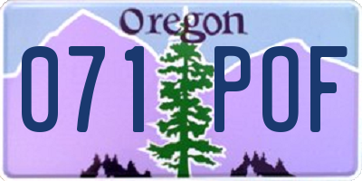 OR license plate 071POF