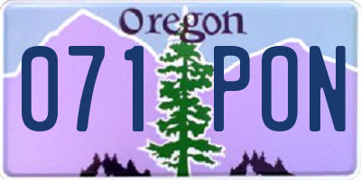 OR license plate 071PON
