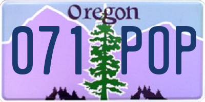 OR license plate 071POP
