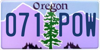 OR license plate 071POW