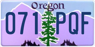 OR license plate 071PQF