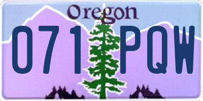 OR license plate 071PQW