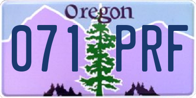 OR license plate 071PRF