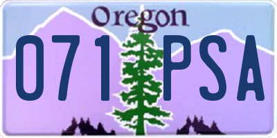 OR license plate 071PSA