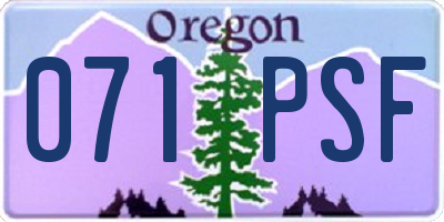 OR license plate 071PSF