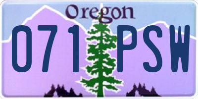 OR license plate 071PSW