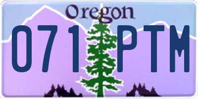 OR license plate 071PTM