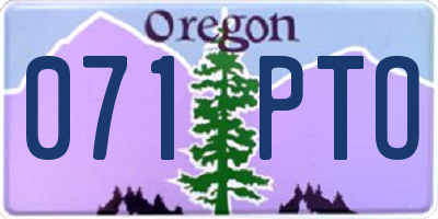 OR license plate 071PTO