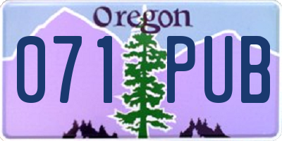 OR license plate 071PUB