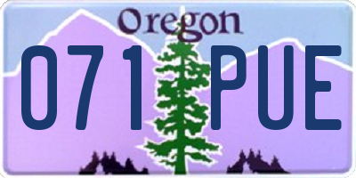 OR license plate 071PUE