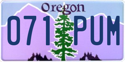 OR license plate 071PUM