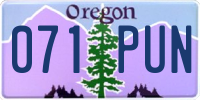 OR license plate 071PUN