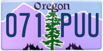 OR license plate 071PUU