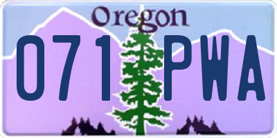 OR license plate 071PWA