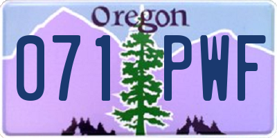 OR license plate 071PWF