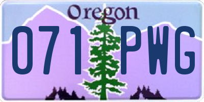 OR license plate 071PWG