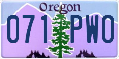 OR license plate 071PWO