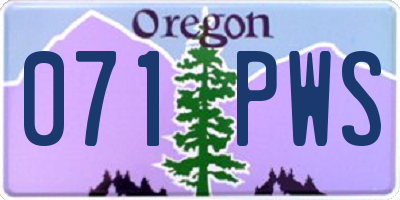 OR license plate 071PWS