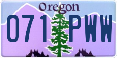 OR license plate 071PWW