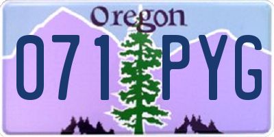 OR license plate 071PYG