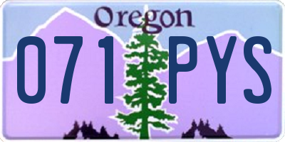 OR license plate 071PYS