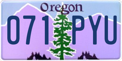 OR license plate 071PYU