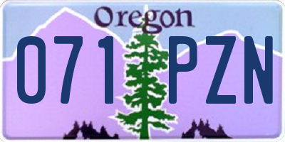 OR license plate 071PZN