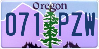 OR license plate 071PZW