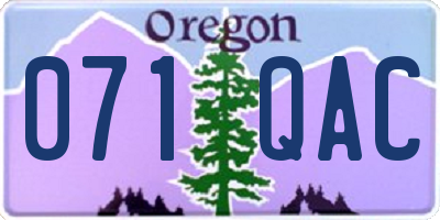 OR license plate 071QAC