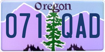 OR license plate 071QAD