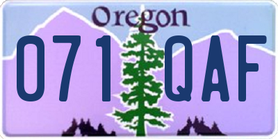 OR license plate 071QAF