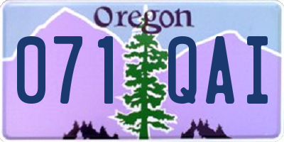 OR license plate 071QAI