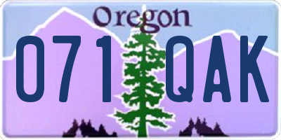 OR license plate 071QAK