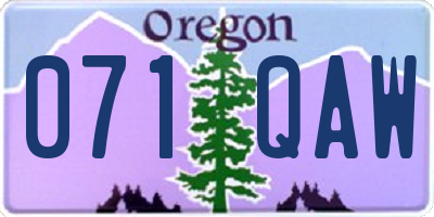 OR license plate 071QAW
