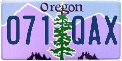 OR license plate 071QAX