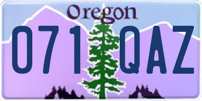 OR license plate 071QAZ