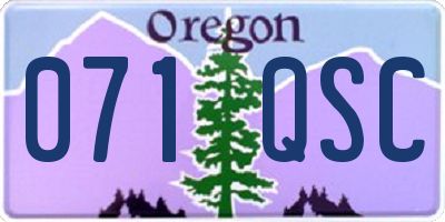 OR license plate 071QSC