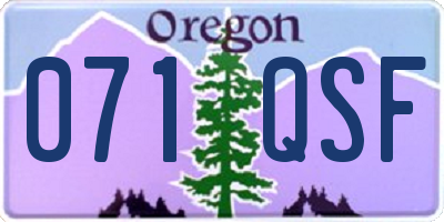 OR license plate 071QSF