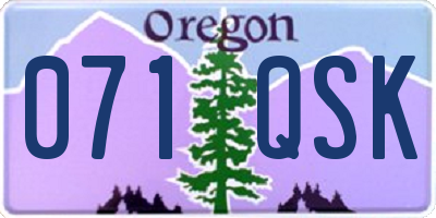 OR license plate 071QSK
