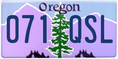 OR license plate 071QSL