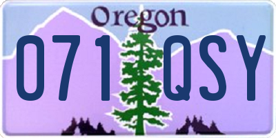 OR license plate 071QSY