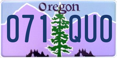OR license plate 071QUO