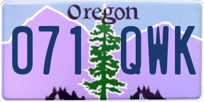 OR license plate 071QWK