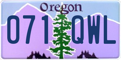 OR license plate 071QWL