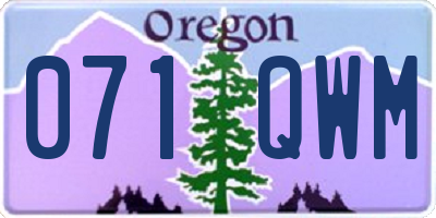 OR license plate 071QWM