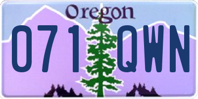 OR license plate 071QWN