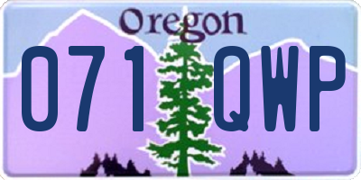 OR license plate 071QWP