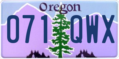 OR license plate 071QWX